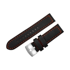 Sturmanskie Mars leather strap / 24 mm / black / orange / mat buckle