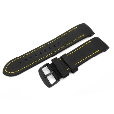 Vostok Europe Anchar leather strap / 24 mm / black / yellow / black buckle