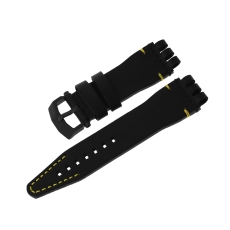 Vostok Europe Energia Rocket leather strap / 26 mm / black / yellow / black buckle