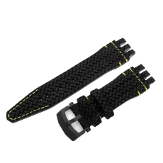 Vostok Europe Energia Rocket leather strap (grained) / 26 mm / black / yellow / black buckle