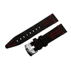 Vostok Europe Rocket N1 Armband aus vegetabilem Leder / 22 mm / schwarz / rot / Schließe Edelstahl