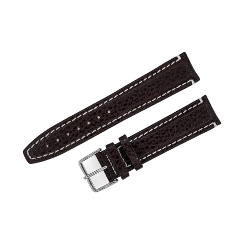 Poljot leather strap / 20 mm / brown / white / polished buckle
