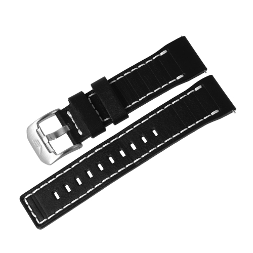 Vostok Europe Systema Periodicum leather strap / 24 mm / black / white / silver buckle