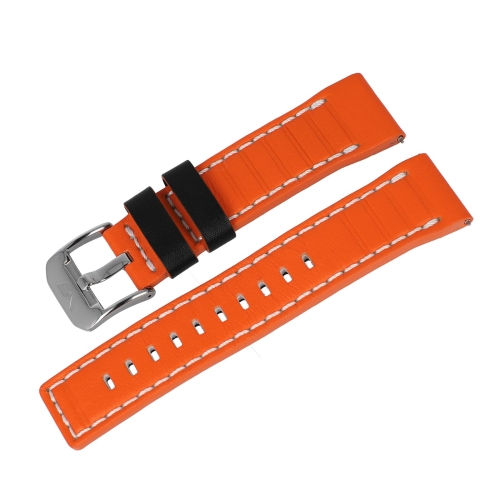 Vostok Europe Systema Periodicum Lederarmband / 24 mm / orange / weiß / Schließe silbern