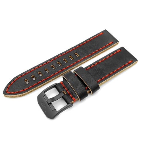 Vostok Europe Almaz Lederarmband / 22 mm / schwarz / rot / Schließe schwarz