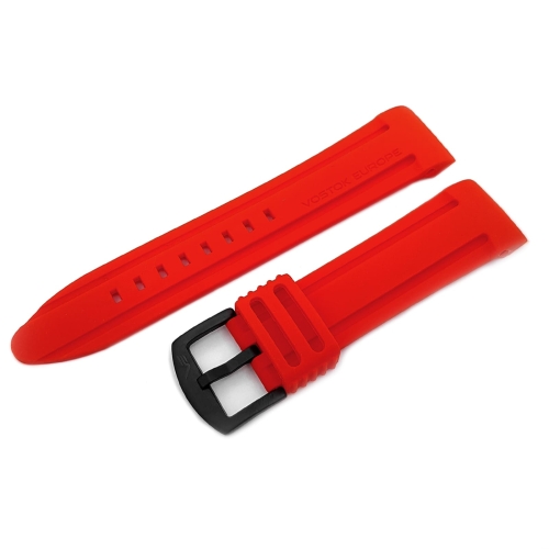Vostok Europe Anchar Silikonarmband / 24 mm / rot / Schließe schwarz