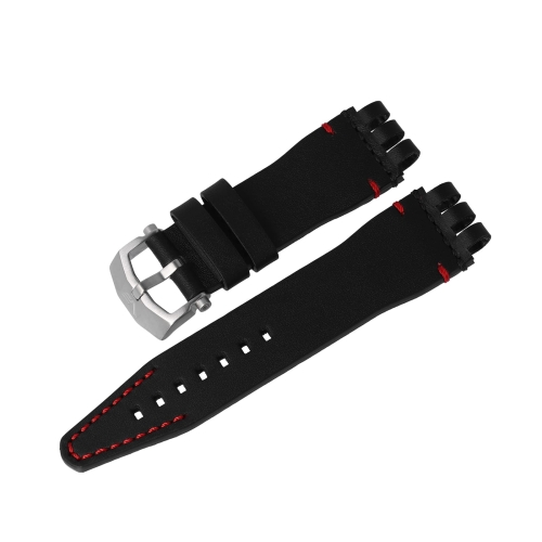 Vostok Europe Energia Rocket leather strap / 26 mm / black / red / mat buckle