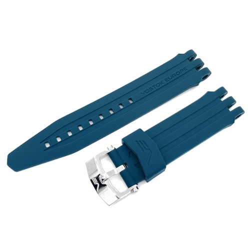 Vostok Europe Energia Rocket silicone strap / 26 mm / blue / polished buckle