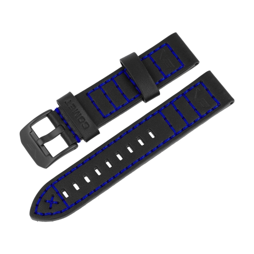 Vostok Europe 'Halley's Comet' / Almaz Lederarmband / 22 mm / schwarz / blau / Schließe schwarz