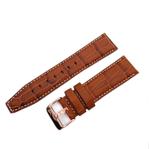 Vostok Europe Limousine leather strap / 23 mm / brown / white / rose buckle