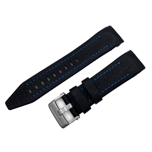 Vostok Europe Lunokhod 2 leather strap / 25 mm / black / blue / mat buckle