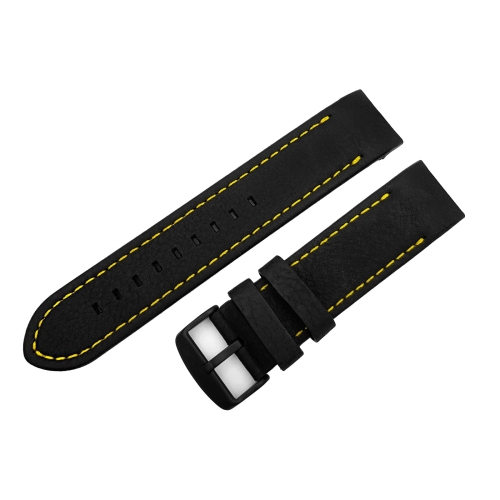 Vostok Europe Lunokhod 2 leather strap / 25 mm / black / yellow / black buckle