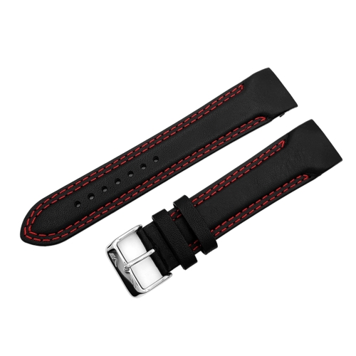 Vostok Europe Rocket N1 leather strap / 22 mm / black / red / polished buckle