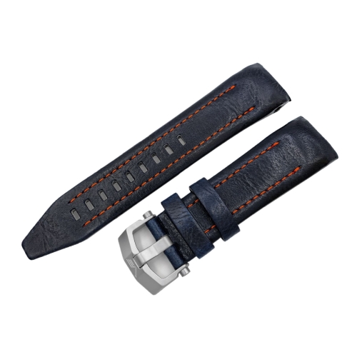 Vostok Europe VEareONE / Lunokhod 2 Lederarmband / 25 mm / blau / orange / Schließe mattiert