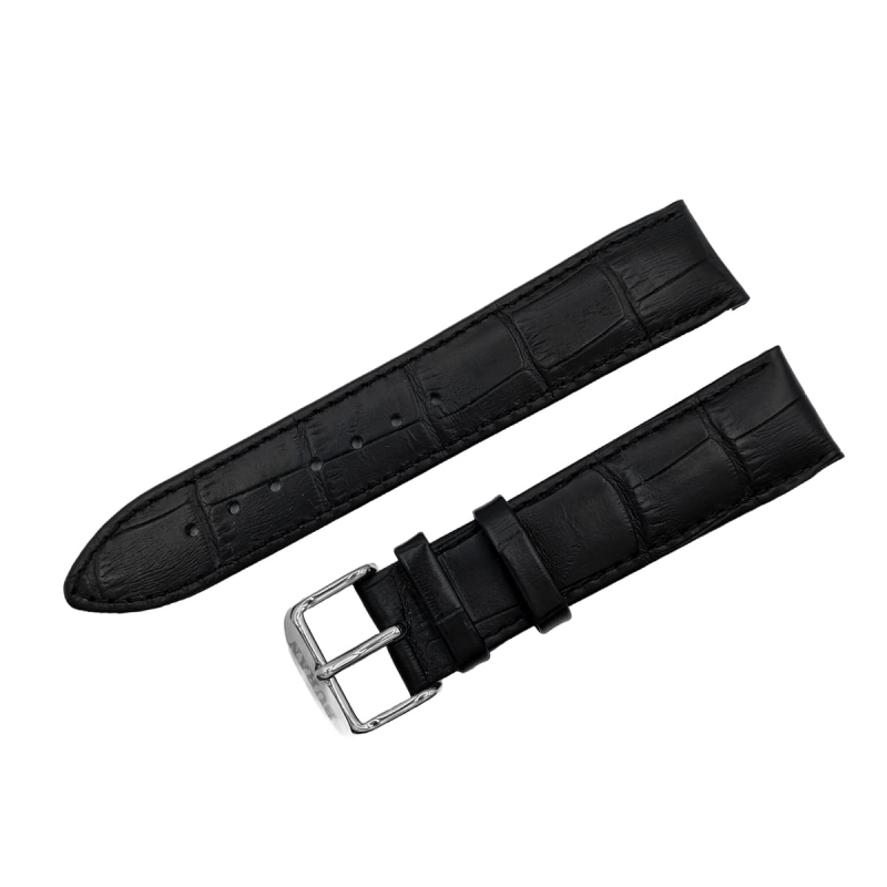 Buran Lederarmband / 20 mm / schwarz / Schließe poliert