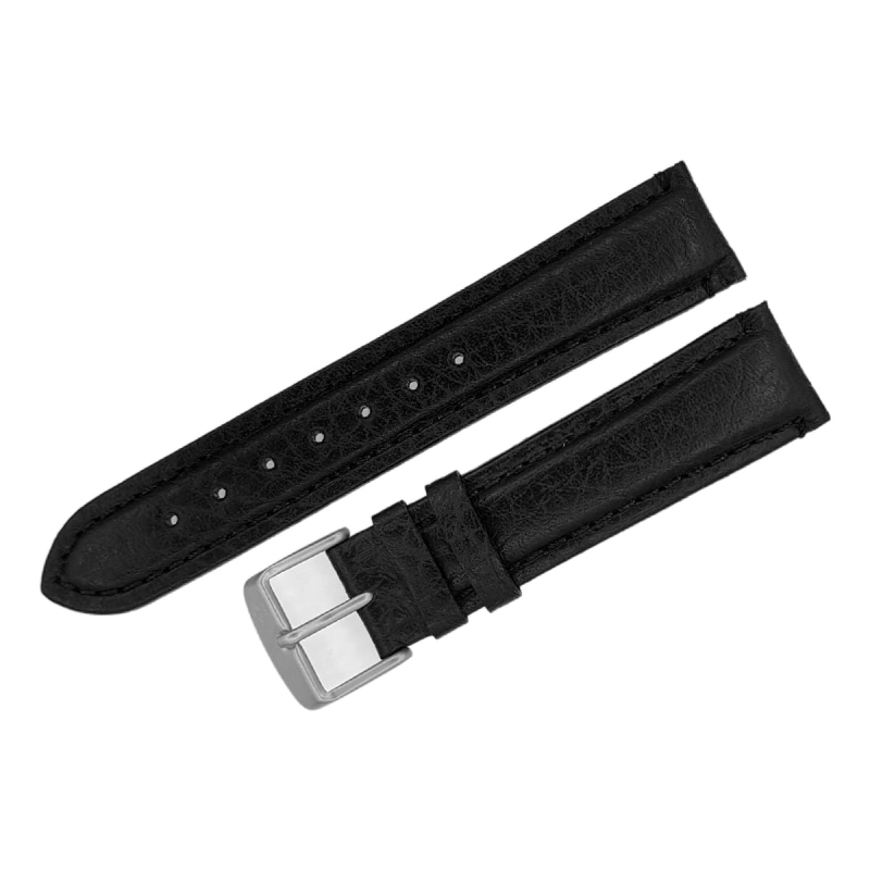 Poljot leather strap / 20 mm / black / mat buckle