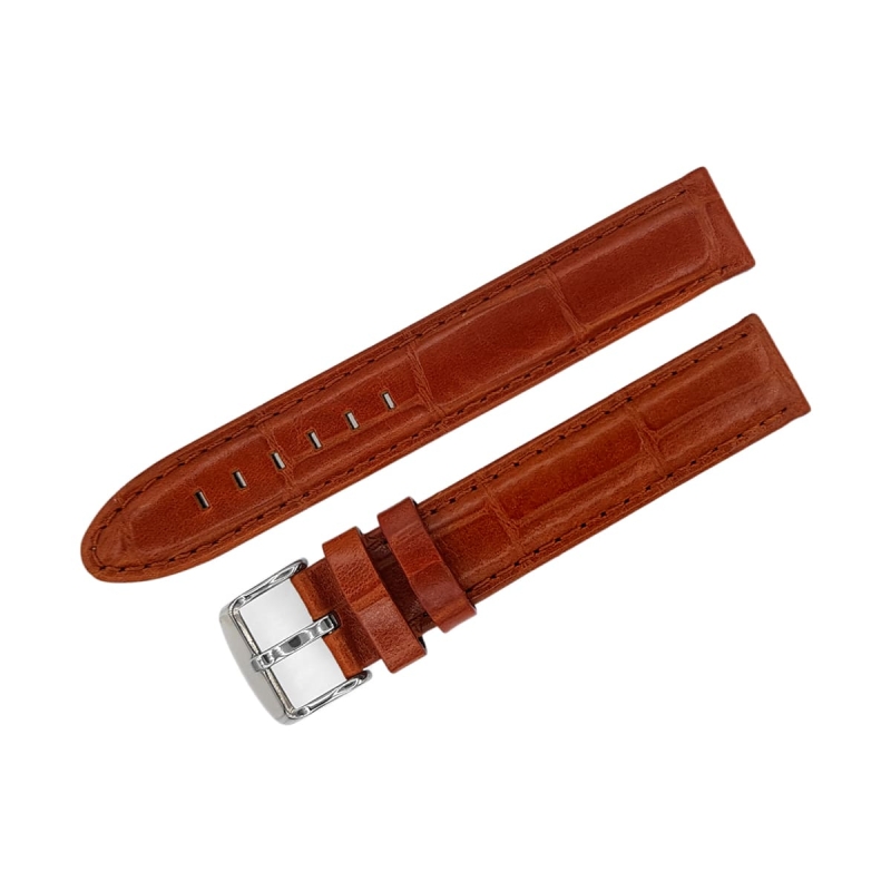 Poljot leather strap / 18 mm / brown / polished buckle