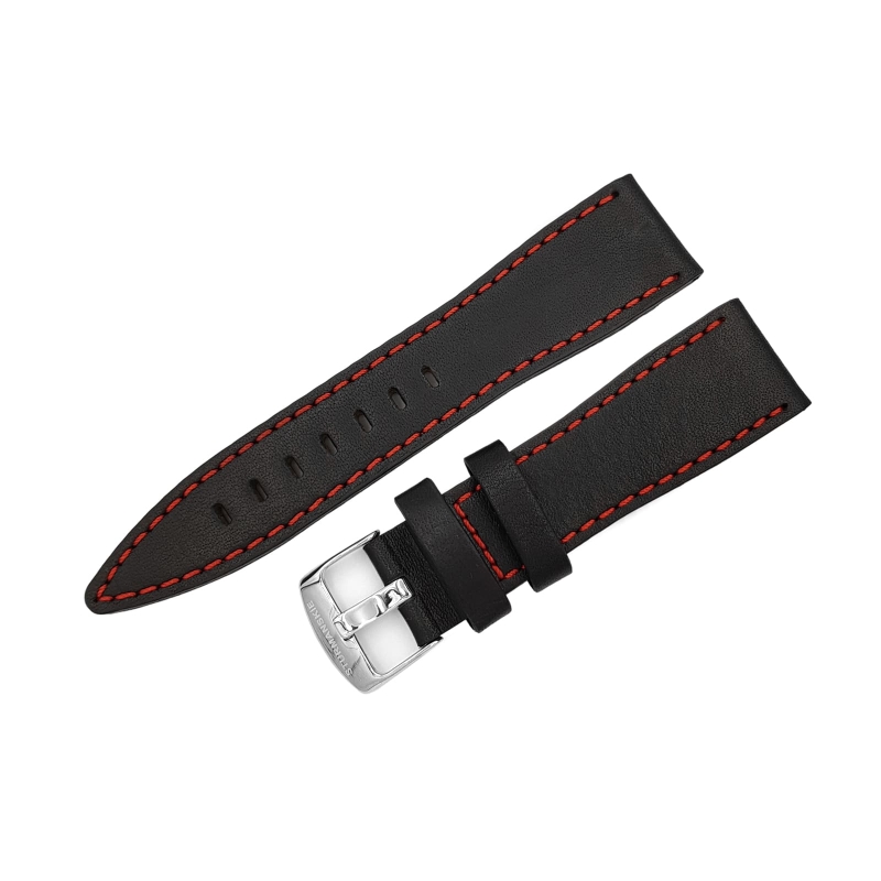 Sturmanskie Ocean Stingray leather strap / 24 mm / black / red / polished buckle