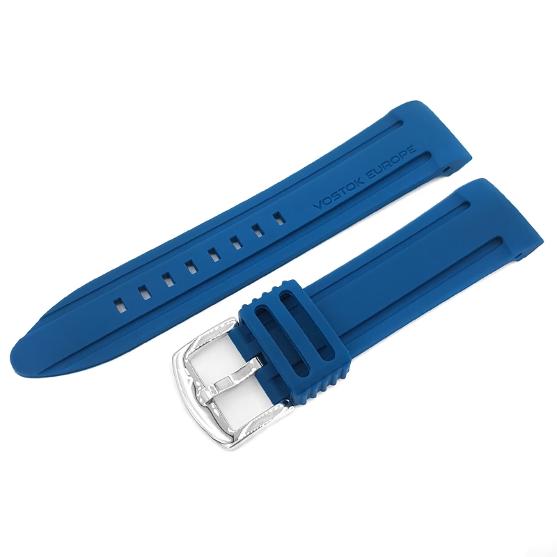 Vostok Europe Anchar silicone strap / 24 mm / blue / polished buckle