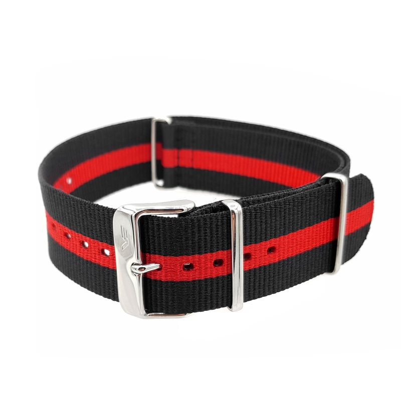 Vostok Europe Ekranoplan Textilarmband / 25 mm / schwarz / rot / Schließe poliert