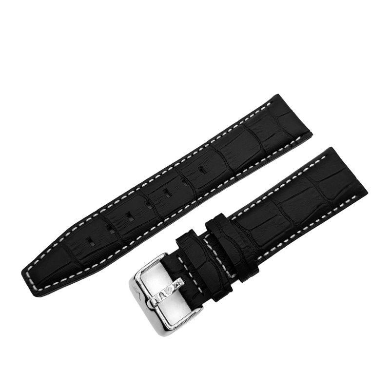 Vostok Europe Limousine Lederarmband / 23 mm / schwarz / weiß / Schließe poliert