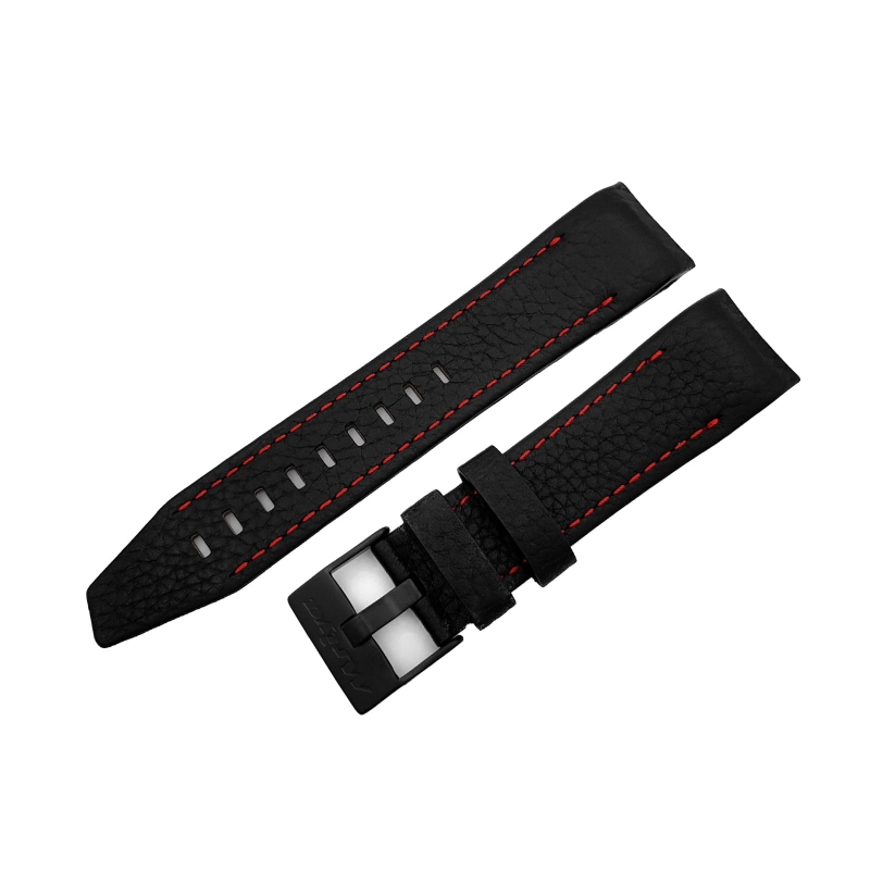 Vostok Europe Mriya 2 Lederarmband / 24 mm / schwarz / rot / Schließe schwarz