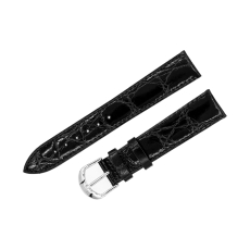 Aviator Lederarmband / 18 mm / schwarz / Schließe poliert