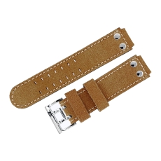 Aviator Lederarmband / 18 mm / braun / weiß / Schließe poliert