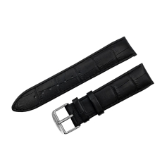 Buran Lederarmband / 20 mm / schwarz / Schließe poliert