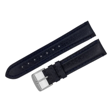 Poljot Lederarmband / 20 mm / schwarz / blau / Schließe mattiert