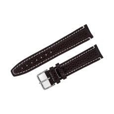 Poljot Lederarmband / 20 mm / braun / weiß / Schließe poliert