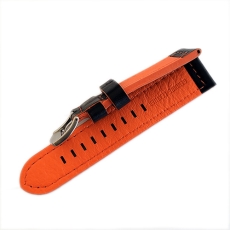 Sturmanskie Mars Lederarmband / 24 mm / schwarz / orange / Schließe mattiert