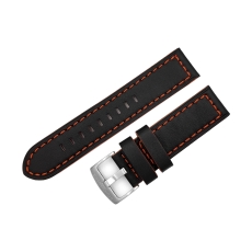 Sturmanskie Mars Lederarmband / 24 mm / schwarz / orange / Schließe mattiert