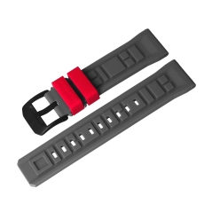 Vostok Europe Systema Periodicum Silikonarmband / 24 mm / grau / rot / Schließe schwarz