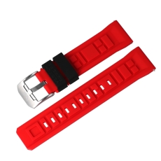 Vostok Europe Systema Periodicum Silikonarmband / 24 mm / rot / schwarz / Schließe silbern