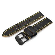 Vostok Europe Almaz Lederarmband / 22 mm / schwarz / gelb / Schließe schwarz