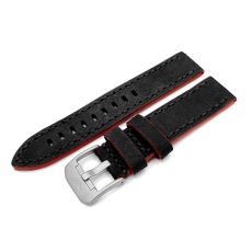 Vostok Europe Almaz leather strap / 22 mm / grey / red / mat buckle