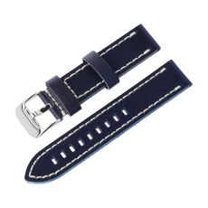 Vostok Europe Almaz leather strap / 22 mm / blue / white / polished buckle