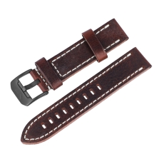 Vostok Europe Almaz leather strap / 22 mm / brown / white / black buckle