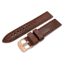 Vostok Europe Almaz leather strap / 22 mm / brown / rose buckle