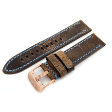 Vostok Europe Almaz Lederarmband / 22 mm / braun / Patina / blau / Schließe rose