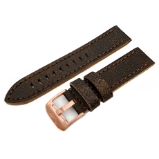 Vostok Europe Almaz leather strap / 22 mm / brown / rose buckle