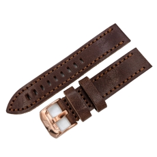 Vostok Europe Almaz leather strap / 22 mm / brown / rose buckle