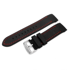 Vostok Europe Anchar leather strap / 24 mm / black / red / polished buckle