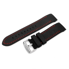 Vostok Europe Anchar Lederarmband / 24 mm / schwarz / rot / Schließe poliert