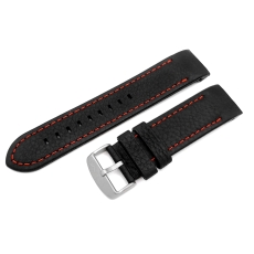 Vostok Europe Anchar leather strap / 24 mm / black / red / mat buckle