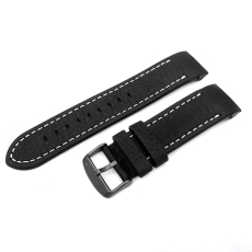 Vostok Europe Anchar leather strap / 24 mm / black / white / black buckle