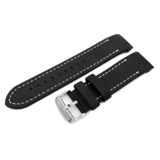 Vostok Europe Anchar leather strap / 24 mm / black / white / polished buckle