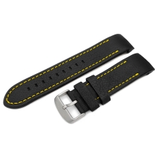 Vostok Europe Anchar leather strap / 24 mm / black / yellow / mat buckle