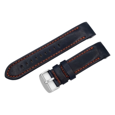 Vostok Europe Anchar Lederarmband / 24 mm / dunkelblau / orange / Schließe mattiert